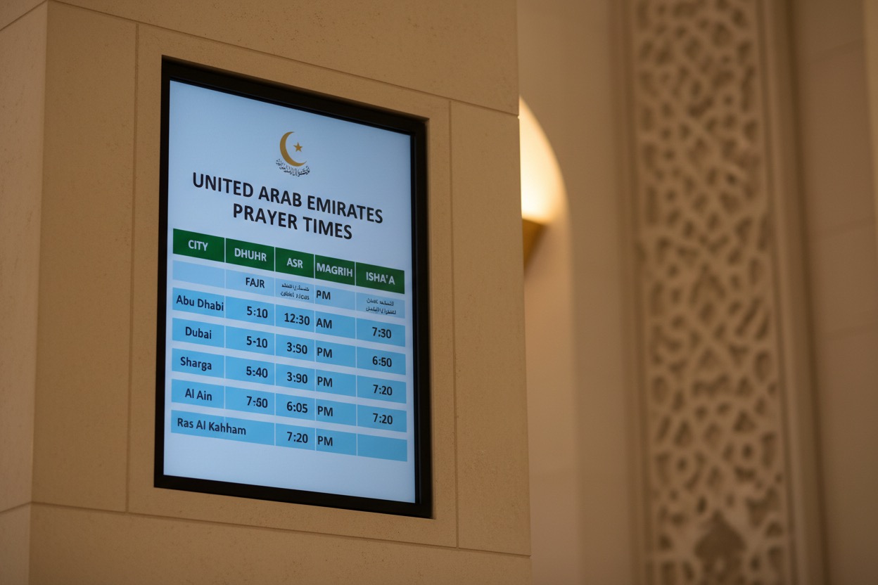Prayer Times for Dubai and UAE