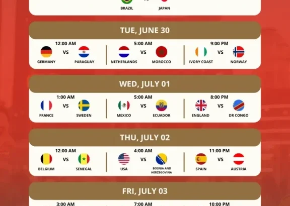 World Cup 2026 Round of 32 UAE time